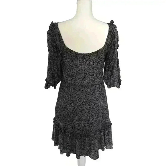 Rebecca Taylor Navy Ruffle Mini Dress - Size 10 - Picture 2 of 4